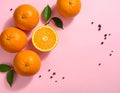 Oranges Illustration Image with Pink Background Royalty Free Stock Photo