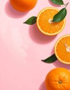 Oranges Illustration Image with Pink Background Royalty Free Stock Photo