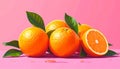 Oranges Illustration Image with Pink Background Royalty Free Stock Photo