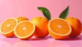 Oranges Illustration Image with Pink Background Royalty Free Stock Photo