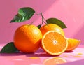 Oranges Illustration Image with Pink Background Royalty Free Stock Photo