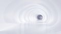 Futuristic Tunnel Architecture with White Curved Design and Soft Lighting, Liminal Royalty Free Stock Photo