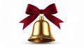 Golden Christmas Bell with Red Ribbon Royalty Free Stock Photo