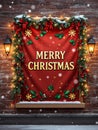 Festive Christmas Display on Brick Wall Royalty Free Stock Photo