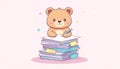 Cute Bear Writing on a Stack of Papers Royalty Free Stock Photo