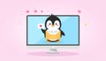 Cute Penguin Publishing Online Content Royalty Free Stock Photo