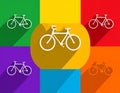 Bicycle, Bike sign. Vector. Set of icons with flat shadows at red, orange, yellow Royalty Free Stock Photo