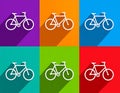 Bicycle, Bike sign. Vector. Set of icons with flat shadows at red, orange, yellow Royalty Free Stock Photo