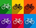 Bicycle, Bike sign. Vector. Set of icons with flat shadows at red, orange, yellow Royalty Free Stock Photo