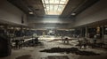 Abandoned Mall Interior with Flood Damage and Debris, Liminal Royalty Free Stock Photo