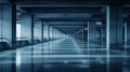 Modern Empty Parking Garage with Columns and Bright Lighting, Liminal Royalty Free Stock Photo