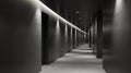 Modern Dark Office Corridor with LED Lighting, Minimalist Hallway Design, Liminal Royalty Free Stock Photo