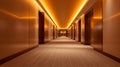Luxurious Hotel Corridor with Warm Ambient Lighting and Elegant Design, Liminal Royalty Free Stock Photo