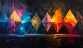 Dark background with colorful rhombus Royalty Free Stock Photo