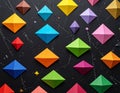 Dark background with colorful rhombus Royalty Free Stock Photo