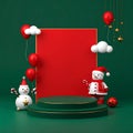 Festive Christmas Product Display with Snowmen Royalty Free Stock Photo
