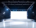Empty stage with white screen and spotlights Royalty Free Stock Photo