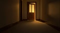 Dimly Lit Interior Room with Open. Royalty Free Stock Photo