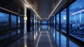 Modern High-Rise Office Building Corridor with. Royalty Free Stock Photo
