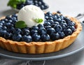 Delicious blueberry tart on plate, closeup Royalty Free Stock Photo
