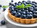 Delicious blueberry tart on plate, closeup Royalty Free Stock Photo