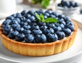 Delicious blueberry tart on plate, closeup Royalty Free Stock Photo