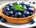 Delicious blueberry tart on plate, closeup Royalty Free Stock Photo