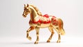 Red Golden Chinese Horse with Ornate Details for Lunar New Year Celebration Royalty Free Stock Photo