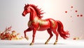 Red Golden Chinese Horse with Ornate Details for Lunar New Year Celebration Royalty Free Stock Photo