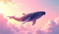 Glide gracefully among the clouds under a pink sunset sky. Royalty Free Stock Photo