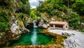 Papingo Rock Pools, also called ovires, natural green water pools located Royalty Free Stock Photo