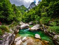 Papingo Rock Pools, also called ovires, natural green water pools located Royalty Free Stock Photo