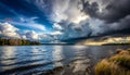 Dramatic Lake Landscape with Stormy Sky Royalty Free Stock Photo