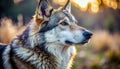 Majestic Wolf in Golden Light Royalty Free Stock Photo