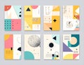 Trendy geometric elements memphis greeting cards design. Retro style texture, pattern Royalty Free Stock Photo