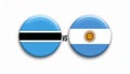 Botswana versus Argentina, team sports competition concept. Round flag of countries Royalty Free Stock Photo