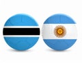 Botswana versus Argentina, team sports competition concept. Round flag of countries Royalty Free Stock Photo