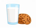 Breakfast. Vector illustration. Glass of milk and cookies Royalty Free Stock Photo