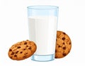 Breakfast. Vector illustration. Glass of milk and cookies Royalty Free Stock Photo