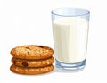 Breakfast. Vector illustration. Glass of milk and cookies Royalty Free Stock Photo