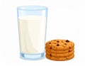 Breakfast. Vector illustration. Glass of milk and cookies Royalty Free Stock Photo