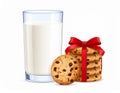 Breakfast. Vector illustration. Glass of milk and cookies Royalty Free Stock Photo