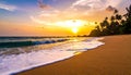 Tropical beach paradise - beautiful sunset on the ocean, Sri Lanka, travel destination Royalty Free Stock Photo