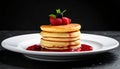 Delicious Pancake Cake on a White Plate with Fruit Sauce Royalty Free Stock Photo
