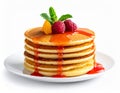 Delicious Pancake Cake on a White Plate with Fruit Sauce Royalty Free Stock Photo