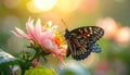 a phalantha phalantha butterfly perched on a blooming flower Royalty Free Stock Photo