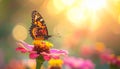 a phalantha phalantha butterfly perched on a blooming flower Royalty Free Stock Photo