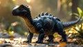 A Toy Dinosaur with a Black Skin Tone and a Spiky Back Royalty Free Stock Photo