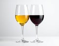 Red and white wine on white background. Royalty Free Stock Photo