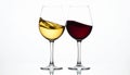 Red and white wine on white background. Royalty Free Stock Photo